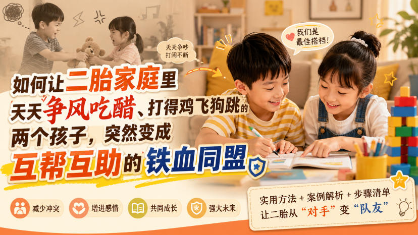 付费文章：如何让二胎家庭里天天争风吃醋、打得鸡飞狗跳的两个孩子，突然变成互帮互助的铁血同盟？-聚富社