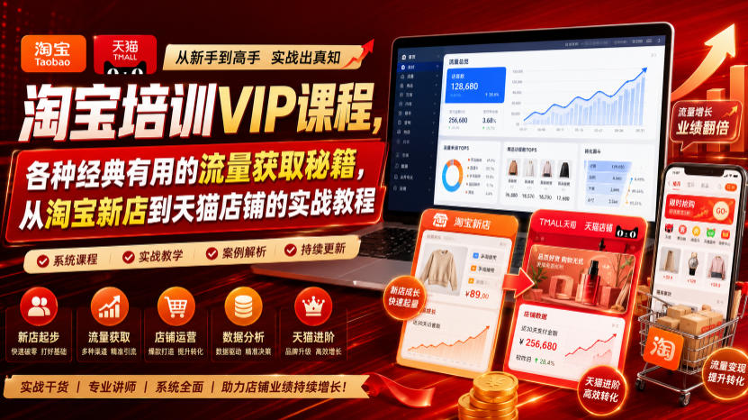 淘宝培训VIP课程，各种经典有用的流量获取秘籍，从淘宝新店到天猫店铺的实战教程（更新08月12日）-聚富社