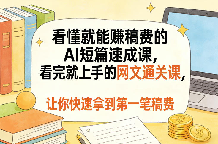 看懂就能賺稿费的AI短篇速成课，看完就上手的网文通关课，让你快速拿到第一笔稿费（更新8月）-聚富社