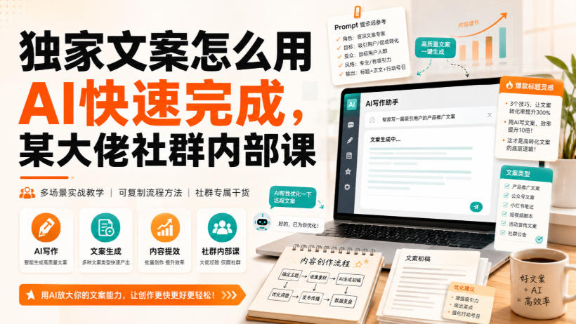 独家文案怎么用AI快速完成，某大佬社群内部课-聚富社
