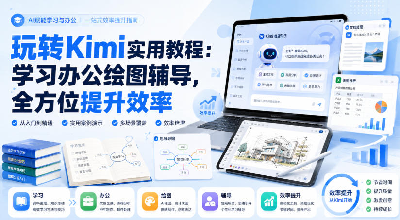 玩转Kimi实用教程：学习办公绘图辅导，全方位提升效率-聚富社