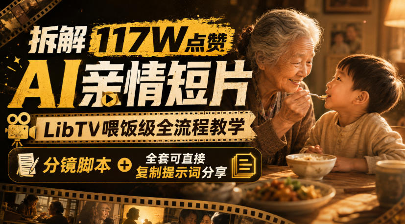 拆解117W点赞AI亲情短片，LibTV喂饭级全流程教学，分镜脚本+全套可直接复制提示词分享-聚富社