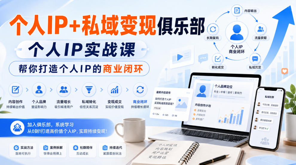 个人IP+私域变现俱乐部，个人IP实战课，帮你打造个人IP的商业闭环-聚富社