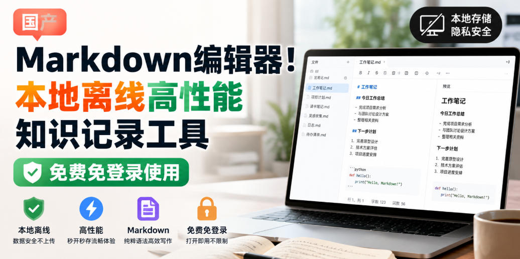 国产Markdown编辑器！本地离线高性能知识记录工具，免费免登录使用-聚富社