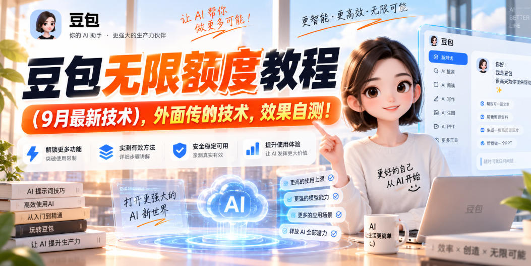 豆包无限额度教程（9月最新技术），外面传的技术，效果自测！-聚富社