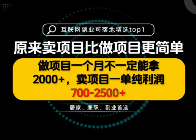 一单利润700-2.5K+，为什么我们要卖项目而不是做项目，我们普通人应该怎样开始？【揭秘】-聚富社