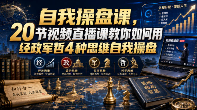 【无水印】自我操盘课，20节视频直播课教你如何用经政军哲4种思维自我操盘（更新0924）-聚富社