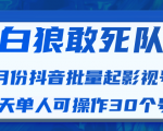 白狼敢死队最新抖音短视频批量起影视号(一天单人可操作30个号)视频课程-聚富社