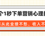 36个1秒下单营销心理技巧,让你从此业绩不愁、收入不忧!(完结)-聚富社