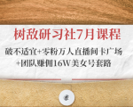 树敌研习社7月课程:破不适宜+零粉万人直播间卡广场+团队赚佣16W美女号套路-聚富社