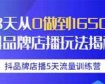 抖品牌店播5天流量训练营:28天从0做到1650万抖音品牌店播玩法揭秘-聚富社
