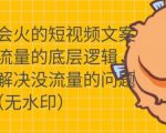只说话就会火的短视频文案课，从根本上解决没流量的问题-聚富社