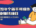 20多个新手可操作的副业赚钱项目：业余时间0基础日入几500+实操分享-聚富社