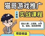 猫哥·游戏推广实战课程,单视频收益达6位数,从0到1成为优质游戏达人-聚富社