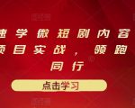 10堂速学微短剧内容制作标准与项目实战,领跑80%同行-聚富社