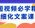 短视频必学精细化文案课,提升你的内容创作能力、升级迭代能力和变现力(价值333元)-聚富社
