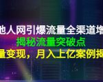 天地人网引爆流量全渠道增长:揭秘流量突然破点,流量变现,月入上亿案例-聚富社