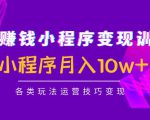 抖音赚钱小程序变现训练营:小程序月入10w+各类玩法运营技巧变现-聚富社