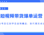 2023短视频带货爆单运营,从账号定位到学会选预爆品,到代理完成出单(价值1250元)-聚富社