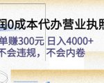 高利润0成本代办营业执照项目:一单赚300元日入4000+不会违规,不会内卷-聚富社
