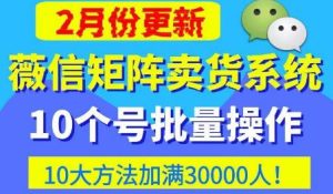 微信矩阵卖货系统,多线程批量养10个微信号,10种加粉落地方法,快速加满3W人卖货!-聚富社