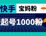抖音快手三天起号涨粉1000宝妈粉丝的核心方法【详细玩法教程】-聚富社