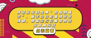 拼多多实战宝典“初级到高手”,新手小白必看拼多多课程,带你全方位解读拼多多各种玩法-聚富社