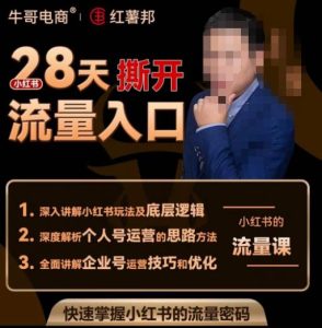 牛哥电商红薯邦28天撕开小红书流量入口,小红书运营系列课,快速掌握小红书的流量密码-聚富社