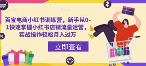 百宝电商小红书训练营,新手从0-1快速掌握小红书店铺流量运营,实战操作轻松月入过万-聚富社