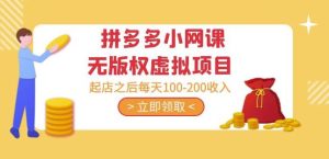 黄岛主·拼多多小网课无版权虚拟项目分享课：起店之后每天100-200收入-聚富社