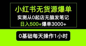 小红书无货源爆单实测从0起店无脑发笔记爆单3000+长期项目可多店-聚富社