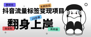 抖音流量标签变现项目,抖音创业粉轻松转化,单价高收益简单-聚富社