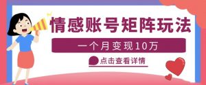 云天情感账号矩阵项目,简单操作,月入10万+可放大(教程+素材)-聚富社