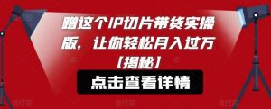 蹭这个IP切片带货实操版,让你轻松月入过万【揭秘】-聚富社