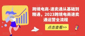 跨境电商-速卖通从基础到精通,2023跨境电商速卖通运营全流程-聚富社