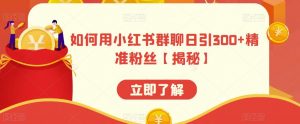 如何用小红书群聊日引300+精准粉丝【揭秘】-聚富社