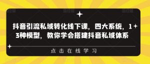 抖音引流私域转化线下课,四大系统,13种模型,教你学会搭建抖音私域体系-聚富社
