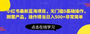 小红书最新蓝海项目,无门槛0基础操作,刚需产品,操作得当日入500+非常简单【揭秘】-聚富社
