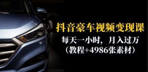 抖音豪车视频变现分享课:每天一小时,月入过万(教程+4986张素材)-聚富社