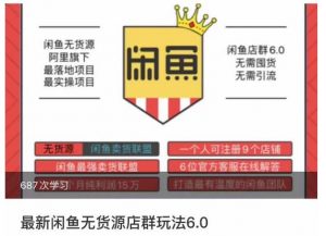 闲鱼无货源店群玩法6.0,无需囤货,无需引流,两个月盈利18W的核心秘籍,所有细节一清二楚-聚富社