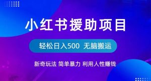 小红书援助项目新奇玩法,简单暴力,无脑搬运轻松日入500【揭秘】-聚富社