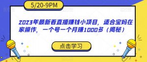 2023年最新看直播赚钱小项目,适合宝妈在家操作,一个号一个月赚1000多(揭秘)-聚富社