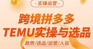 伍跃·跨境拼多多TEMU实操与选品,趋势/选品/运营/入住(27节完整)-聚富社