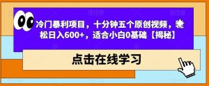 冷门暴利项目,十分钟五个原创视频,轻松日入600+,适合小白0基础【揭秘】-聚富社