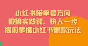 接单号方向·小红书微操实践课,快人一步,提前掌握小红书爆款玩法-聚富社