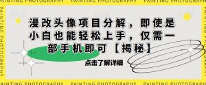 漫改头像项目分解,即使是小白也能轻松上手,仅需一部手机即可【揭秘】-聚富社