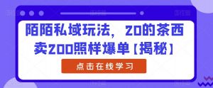 陌陌私域玩法,20的茶西卖200照样爆单【揭秘】-聚富社