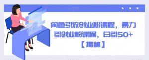 闲鱼引流创业粉课程,暴力引创业粉课程,日引50+【揭秘】-聚富社