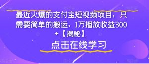 最近火爆的支付宝短视频项目,只需要简单的搬运,1万播放收益300+【揭秘】-聚富社