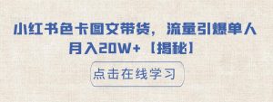 小红书色卡图文带货,流量引爆单人月入20W+【揭秘】-聚富社